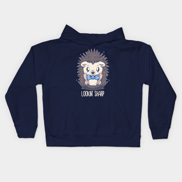 Lookin Sharp Dapper Hedgehog Kids Hoodie by TechraNova